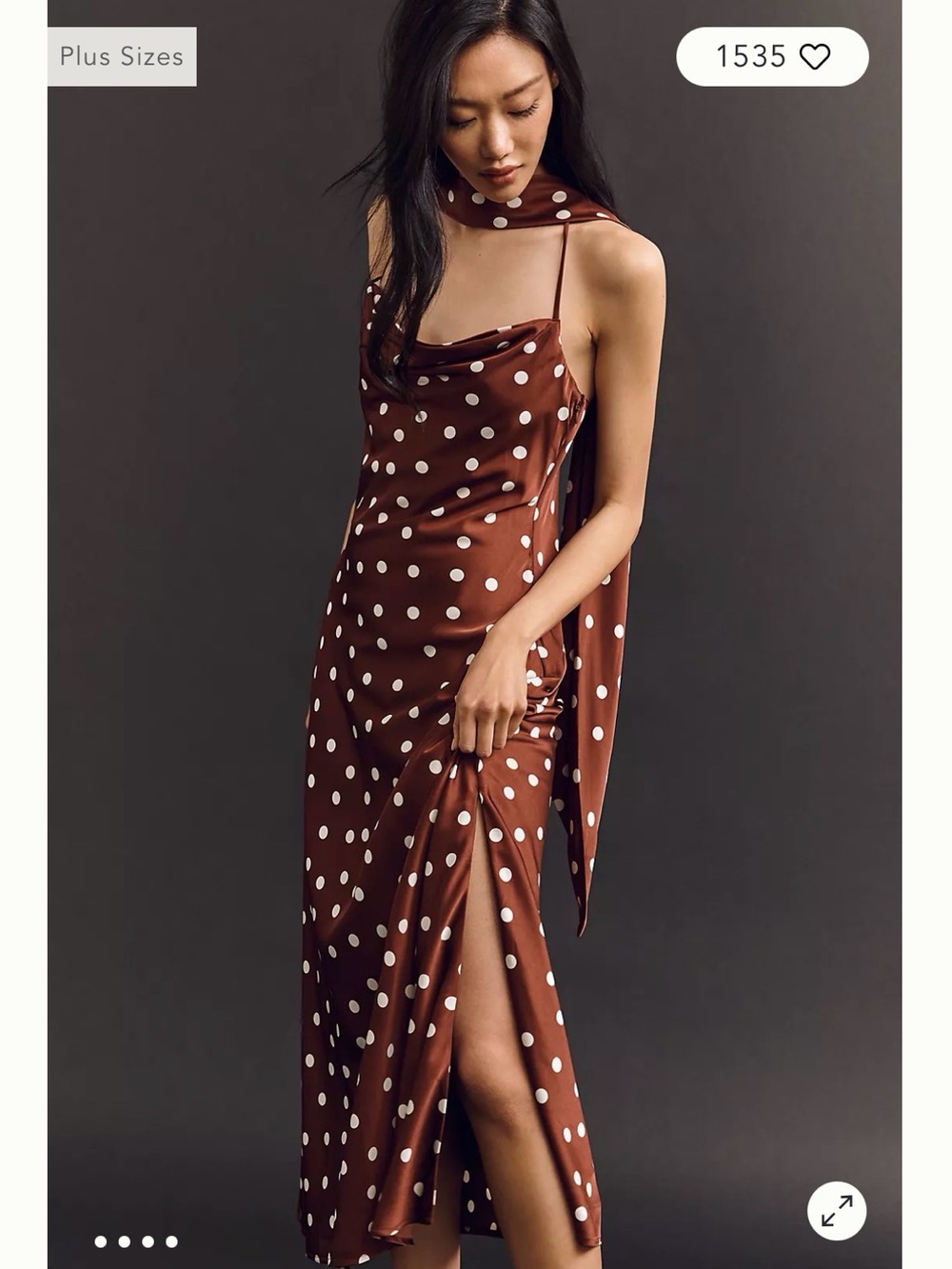 Anthropologie Maeve - Brown Polka Dot Scarf Dress